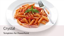  Presentation with penne pasta - Colorful theme enhanced with penne all'arrabbiata italian pasta dish backdrop and a lemonade colored foreground