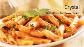  Presentation with penne pasta - Slide set enhanced with penne pasta smothered in tomato sauce background and a yellow colored foreground