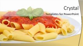  Presentation with penne pasta - Slide deck consisting of penne pasta with arrabbiata sauce background and a white colored foreground
