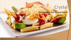  Presentation with penne pasta - Beautiful slides featuring penne-pasta-with-cheese-bacon backdrop and a yellow colored foreground