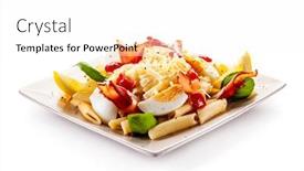 Presentation with penne pasta - PPT layouts featuring penne-pasta-with-cheese-bacon background and a white colored foreground