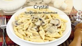  Presentation with penne pasta - Colorful PPT theme enhanced with penne-pasta-with-mushroom-cream backdrop and a lemonade colored foreground