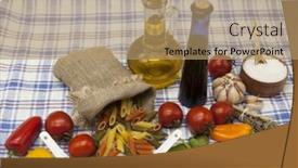  Presentation with penne pasta - Presentation design with penne rigate sicilian pasta set for the creation background and a coral colored foreground