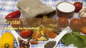  Presentation with penne pasta - Presentation design enhanced with penne rigate sicilian pasta background and a tawny brown colored foreground