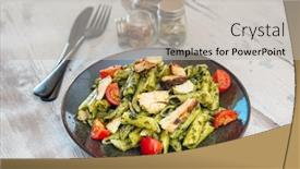  Presentation with chicken little chicks - Slide deck consisting of penne-with-chicken-and-pesto background and a light gray colored foreground