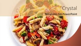  Presentation with meat - Theme featuring penne-with-meat-and-vegetables background and a yellow colored foreground