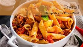  Presentation with tomato - PPT layouts having penne-with-meat-tomato-sauce background and a gold colored foreground