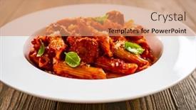  Presentation with sauce - Slide set consisting of penne-with-meat-tomato-sauce background and a coral colored foreground