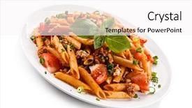  Presentation with meat - Presentation theme with meat tomato sauce and vegetables background and a white colored foreground