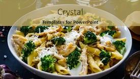  Presentation with meat - Slide set having penne-with-roast-chicken-meat background and a yellow colored foreground