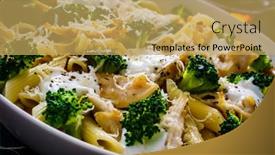  Presentation with meat - Presentation with penne-with-roast-chicken-meat background and a yellow colored foreground