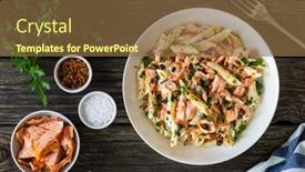  Presentation with nuggets - Slide set consisting of penne-with-roasted-salmon-nuggets background and a tawny brown colored foreground