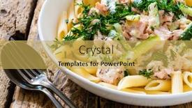  Presentation with nuggets - Presentation design having penne-with-roasted-salmon-nuggets background and a yellow colored foreground