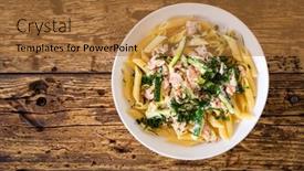  Presentation with nuggets - Slide deck enhanced with penne-with-roasted-salmon-nuggets background and a coral colored foreground