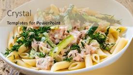  Presentation with nuggets - Presentation theme enhanced with penne-with-roasted-salmon-nuggets background and a  colored foreground