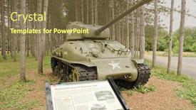  Presentation with tank - Slide deck having pennsylvania-military-museum-tank background and a tawny brown colored foreground