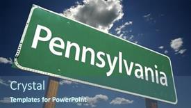  Presentation with road - Audience pleasing theme consisting of pennsylvania-road-sign-with-dramatic backdrop and a ocean colored foreground
