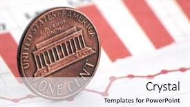  Presentation with newspaper - Slides with penny - american one cent on newspaper background and a sky blue colored foreground