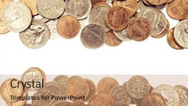  Presentation with plain - Beautiful slide set featuring penny - closeup of assorted american coins backdrop and a coral colored foreground