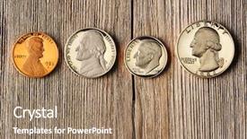  Presentation with wooden - Cool new slide deck with penny - four us cent coins backdrop and a coral colored foreground