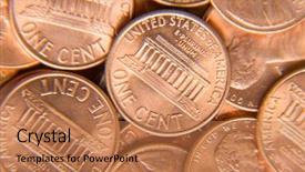  Presentation with pile - PPT layouts consisting of penny - huge pile of the us background and a  colored foreground