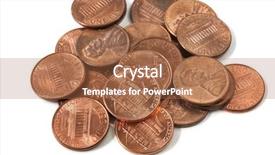  Presentation with pile - Slide deck featuring penny - pile of us one cent background and a coral colored foreground