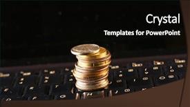  Presentation with e business and e commerce - PPT theme enhanced with penny - us coins on computer keyboard background and a black colored foreground
