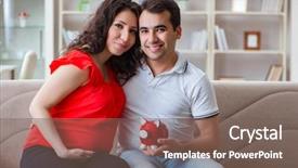  Presentation with baby - PPT theme enhanced with penny - young couple family expecting background and a violet colored foreground