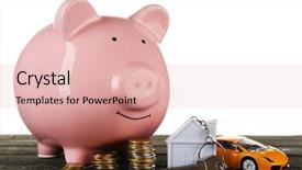  Presentation with piggy bank - Theme with penny stock - piggy bank style money box background and a  colored foreground