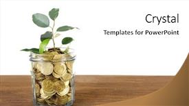  Presentation with growing - Audience pleasing presentation design consisting of penny stock - plant growing in bowl backdrop and a white colored foreground