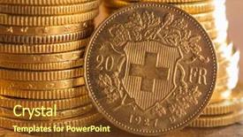  Presentation with gold coins and jewelry - Slides featuring penny stock - twenty swiss francs gold coins background and a tawny brown colored foreground