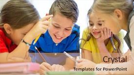  Presentation with school elementary - Cool new presentation with pens and papers writing backdrop and a coral colored foreground