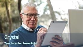  Presentation with taking notes - Presentation design with pens free - senior man taking notes outside background and a ocean colored foreground