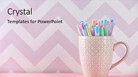  Presentation with color pencils - Colorful slides enhanced with full coloir - pens in ceramic cup pencils backdrop and a lemonade colored foreground