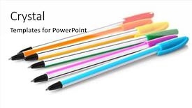  Presentation with blank whiteboard isolated on white - PPT theme featuring pens isolated on white background background and a white colored foreground