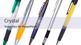  Presentation with pen - Presentation theme featuring pens isolated on white background background and a light blue colored foreground