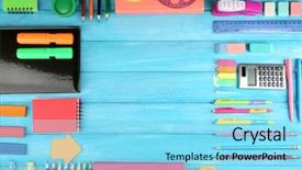  Presentation with stationary - Audience pleasing PPT theme consisting of pens pencils - frame of colourful stationary backdrop and a arctic colored foreground
