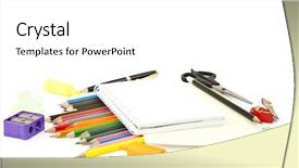  Presentation with innovation school - PPT theme consisting of pens pencils - isolated school objects background and a white colored foreground