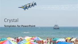  Presentation with blue angels - Colorful PPT theme enhanced with pensacola-beach-8-july backdrop and a light blue colored foreground