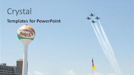  Presentation with blue angels - PPT theme consisting of pensacola-beach-8-july background and a light blue colored foreground