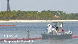  Presentation with oil spill - Slide deck having pensacola-june-10-oil-spill background and a gray colored foreground