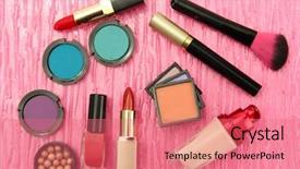  Presentation with cosmetics beauty cosmetic white - Audience pleasing presentation theme consisting of pensils - decorative cosmetics on pink background backdrop and a  colored foreground