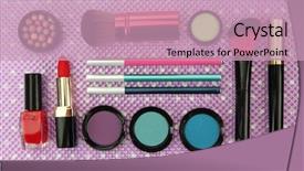  Presentation with cosmetics beauty cosmetic white - Presentation consisting of pensils - decorative cosmetics on purple background background and a  colored foreground