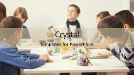  Presentation with school elementary - Amazing presentation theme having pensils - group of elementary school pupils backdrop and a  colored foreground