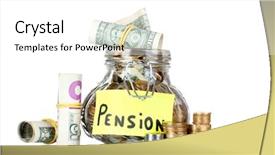  Presentation with bank - Presentation theme enhanced with pension fund - glass bank for tips background and a white colored foreground