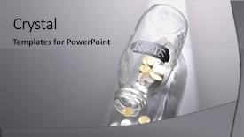  Presentation with pension - Audience pleasing slide deck consisting of pension fund - saving jar with coins backdrop and a light gray colored foreground