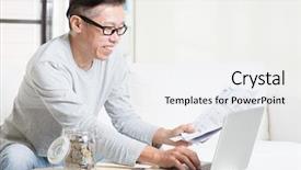  Presentation with retirement planning - Beautiful presentation theme featuring pension plan - portrait of 50s mature asian backdrop and a white colored foreground