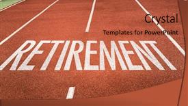  Presentation with pension - PPT layouts with pension plan - retirement written on running track background and a red colored foreground