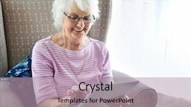  Presentation with smiling paramedic sitting in ambulance - Presentation featuring pension plan - smiling senior woman sitting background and a mint green colored foreground