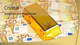  Presentation with value gold euro - Cool new theme with pension security sistem - gold bar and euro money backdrop and a  colored foreground